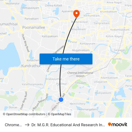 Chromepet to Dr. M.G.R. Educational And Research Institute map