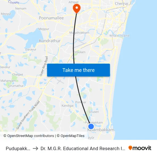Pudupakkam to Dr. M.G.R. Educational And Research Institute map