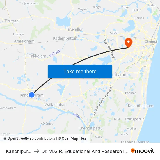 Kanchipuram to Dr. M.G.R. Educational And Research Institute map
