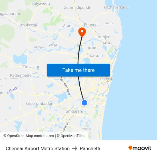 Chennai Airport Metro Station to Panchetti map