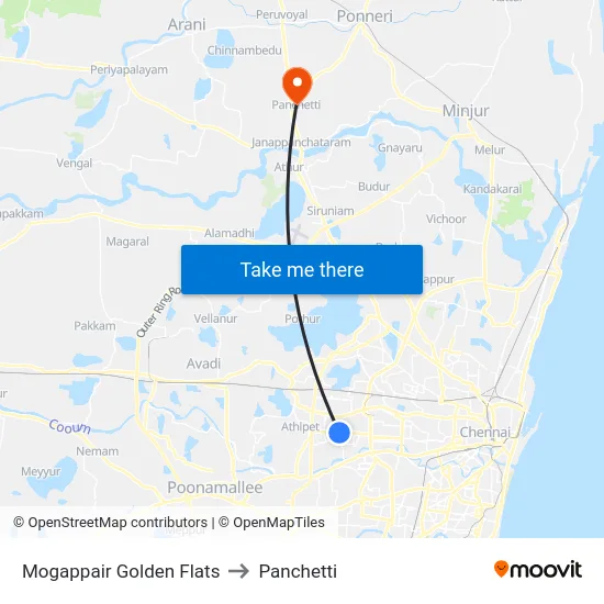 Mogappair Golden Flats to Panchetti map