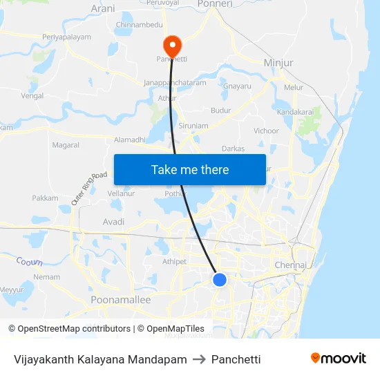 Vijayakanth Kalayana Mandapam to Panchetti map