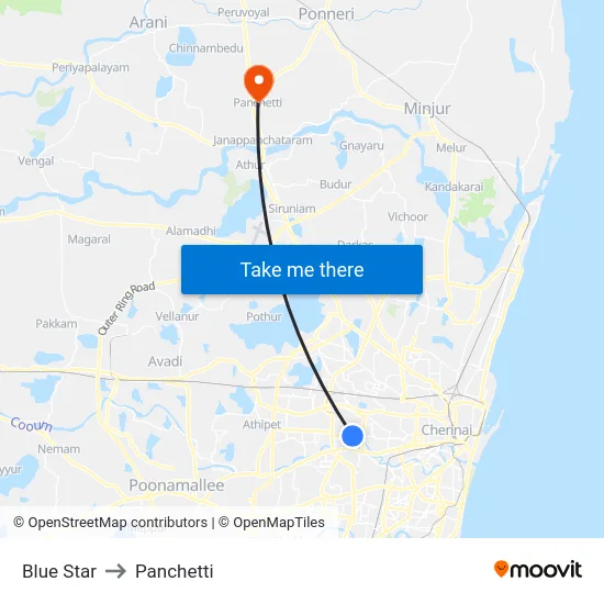 Blue Star to Panchetti map