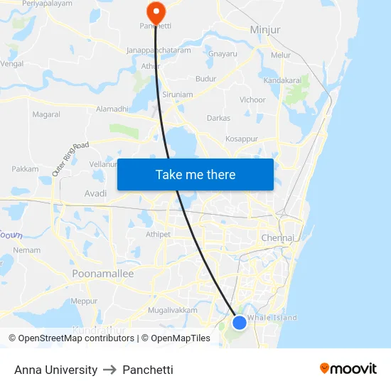 Anna University to Panchetti map