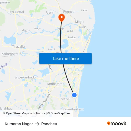 Kumaran Nagar to Panchetti map