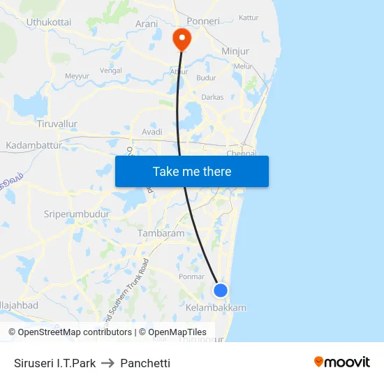 Siruseri I.T.Park to Panchetti map
