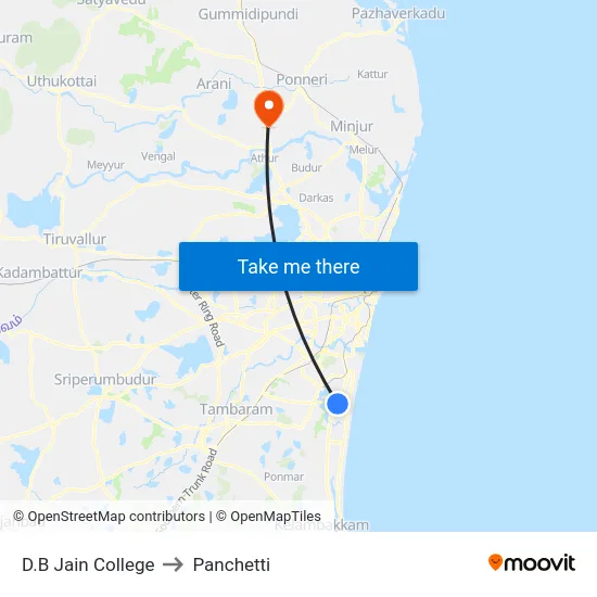 D.B Jain College to Panchetti map