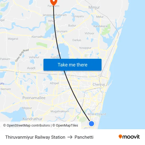 Thiruvanmiyur Railway Station to Panchetti map