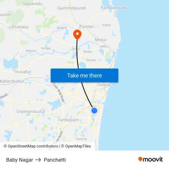 Baby Nagar to Panchetti map
