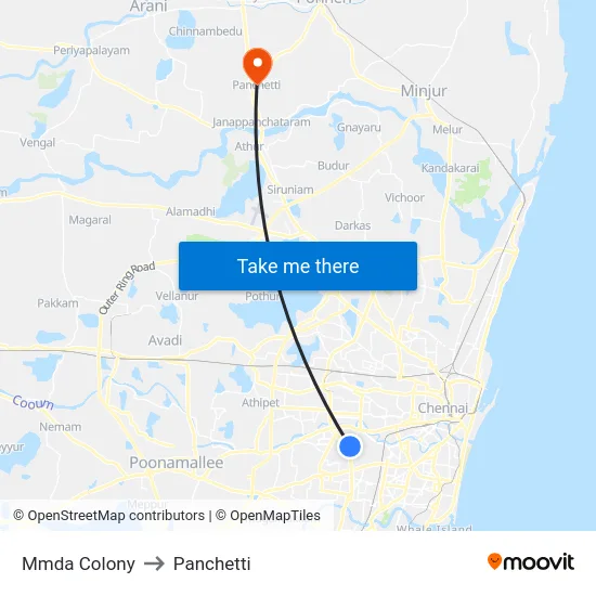 Mmda Colony to Panchetti map