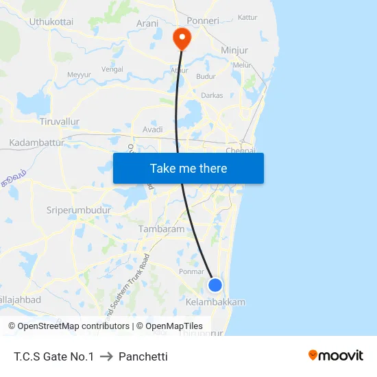 T.C.S Gate No.1 to Panchetti map