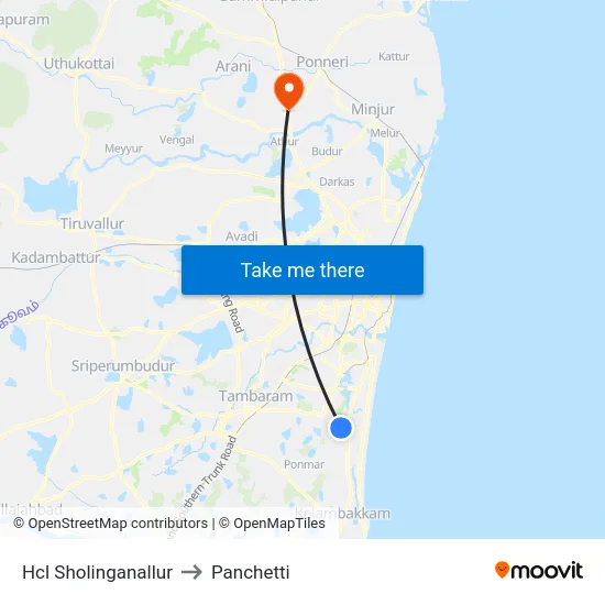 Hcl Sholinganallur to Panchetti map