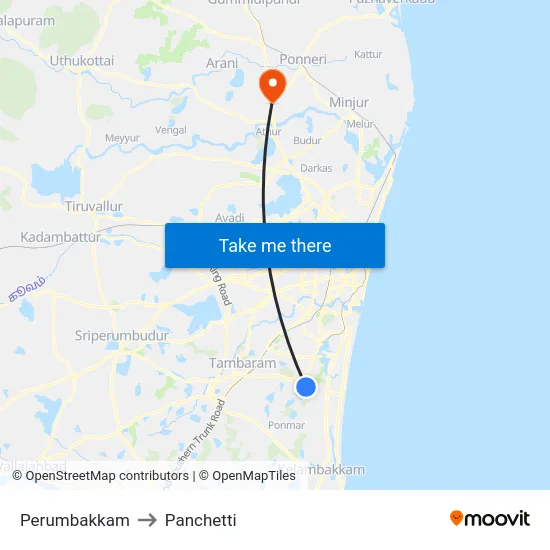 Perumbakkam to Panchetti map