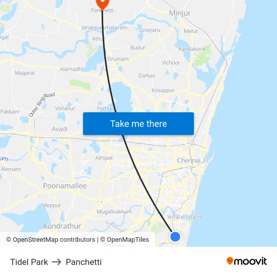 Tidel Park to Panchetti map