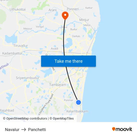 Navalur to Panchetti map
