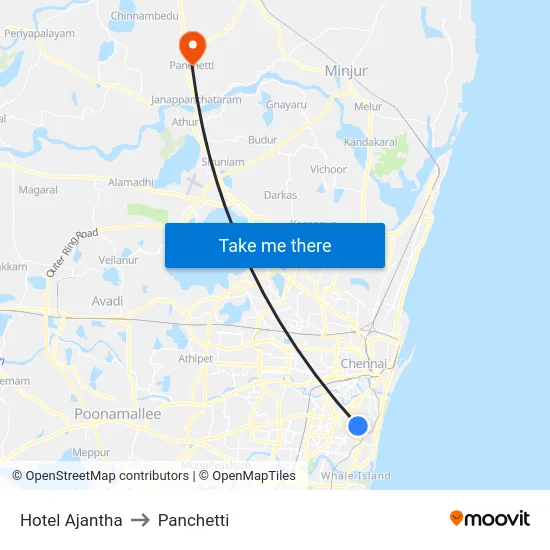 Hotel Ajantha to Panchetti map