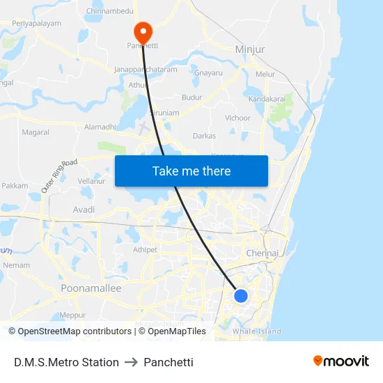 D.M.S.Metro Station to Panchetti map