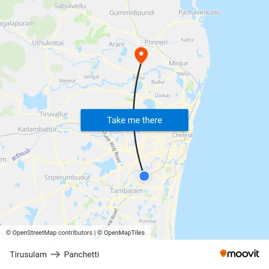 Tirusulam to Panchetti map