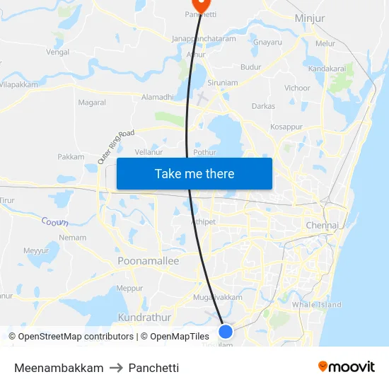Meenambakkam to Panchetti map