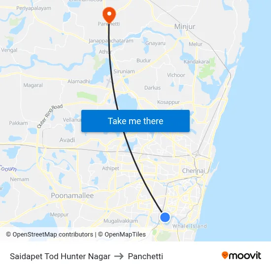 Saidapet Tod Hunter Nagar to Panchetti map