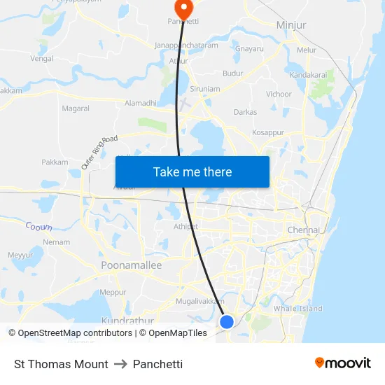 St Thomas Mount to Panchetti map