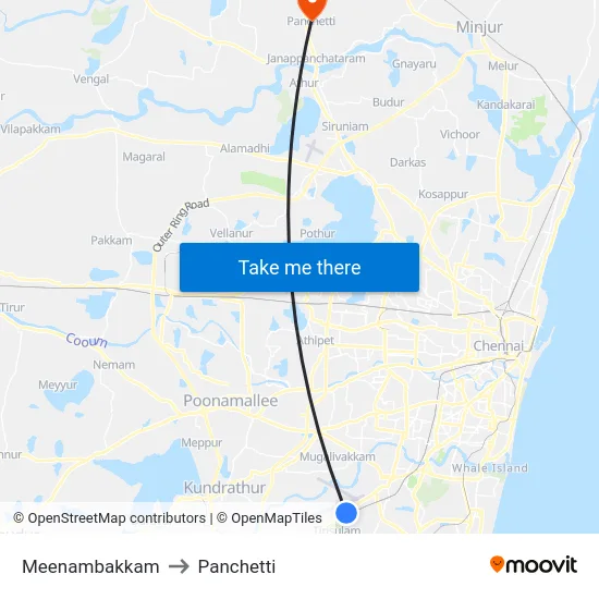 Meenambakkam to Panchetti map