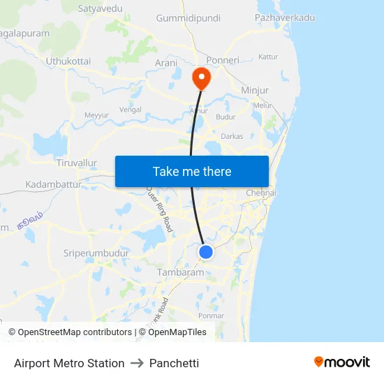 Airport Metro Station to Panchetti map