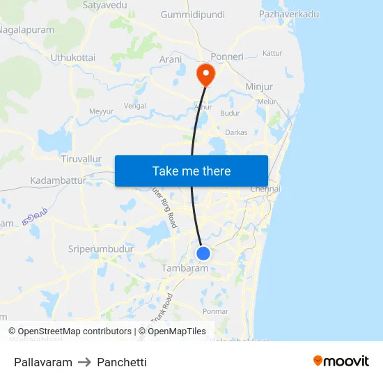 Pallavaram to Panchetti map