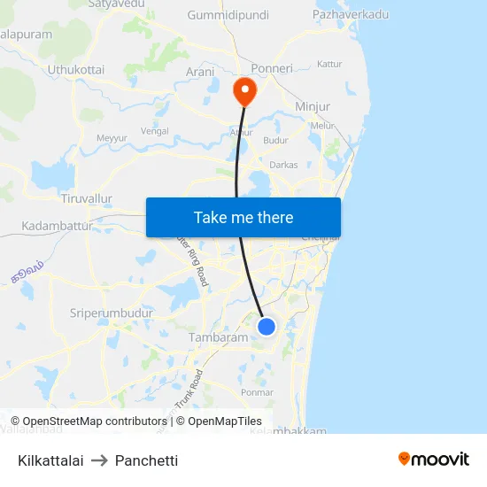 Kilkattalai to Panchetti map