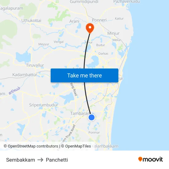 Sembakkam to Panchetti map