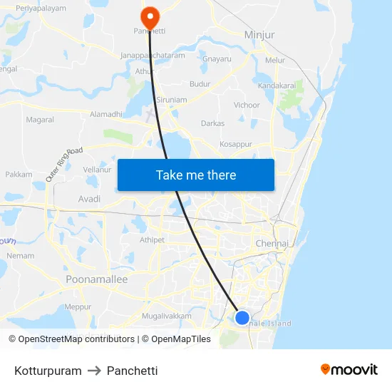 Kotturpuram to Panchetti map