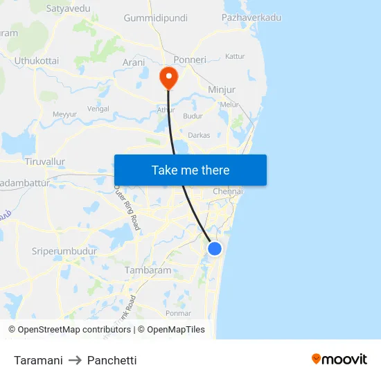 Taramani to Panchetti map