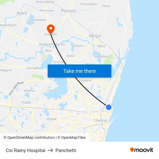 Csi Rainy Hospital to Panchetti map