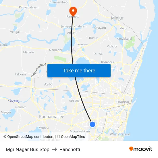 Mgr Nagar Bus Stop to Panchetti map