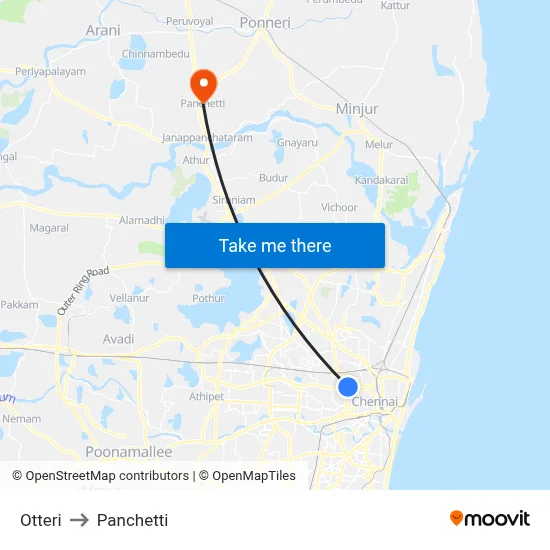 Otteri to Panchetti map