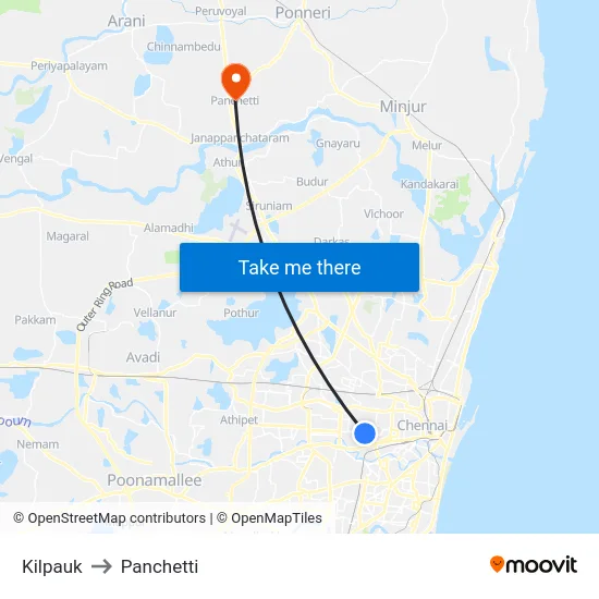 Kilpauk to Panchetti map