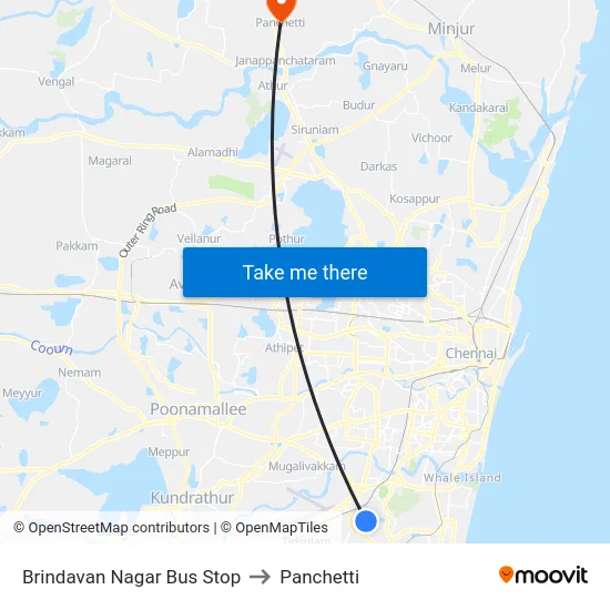 Brindavan Nagar Bus Stop to Panchetti map