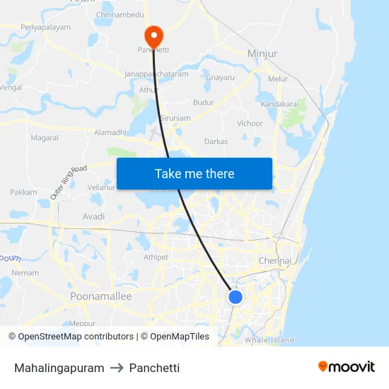Mahalingapuram to Panchetti map