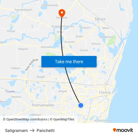 Saligramam to Panchetti map