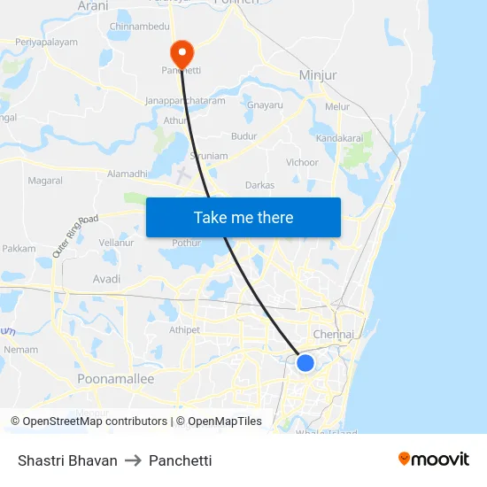 Shastri Bhavan to Panchetti map