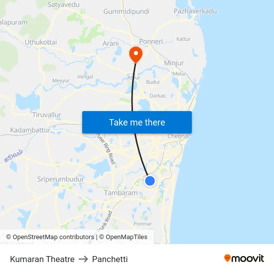 Kumaran Theatre to Panchetti map