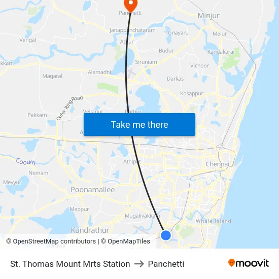 St. Thomas Mount Mrts Station to Panchetti map