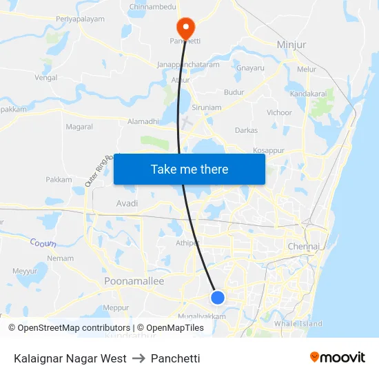 Kalaignar Nagar West to Panchetti map