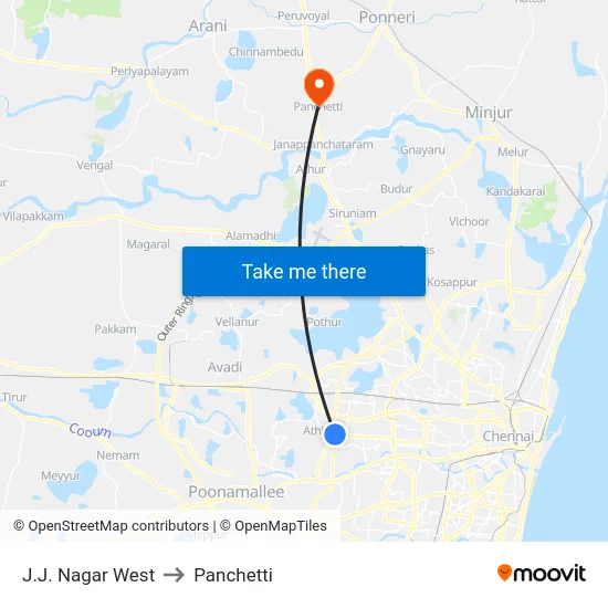 J.J. Nagar West to Panchetti map