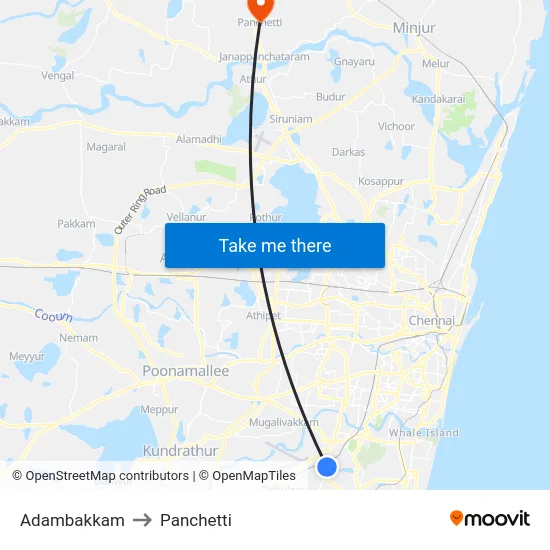 Adambakkam to Panchetti map