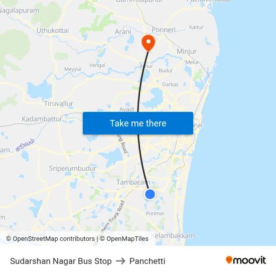 Sudarshan Nagar Bus Stop to Panchetti map