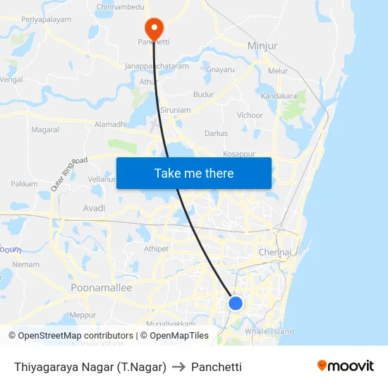 Thiyagaraya Nagar (T.Nagar) to Panchetti map