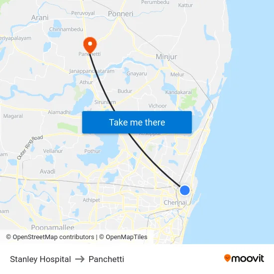 Stanley Hospital to Panchetti map