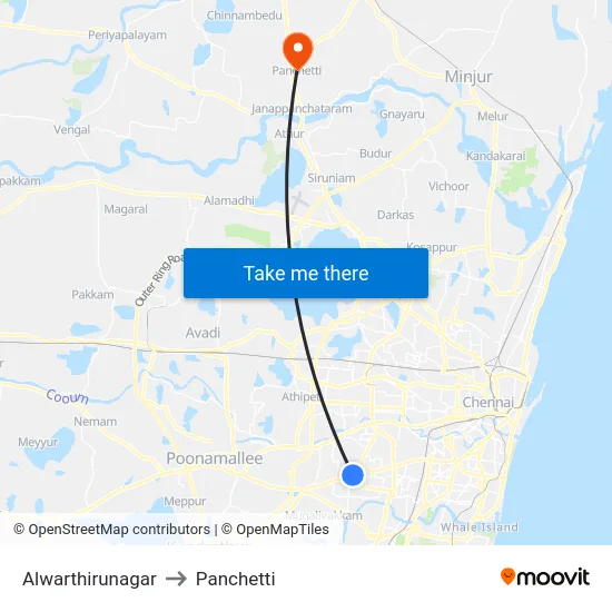 Alwarthirunagar to Panchetti map