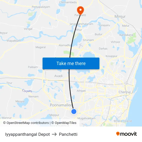 Iyyappanthangal Depot to Panchetti map